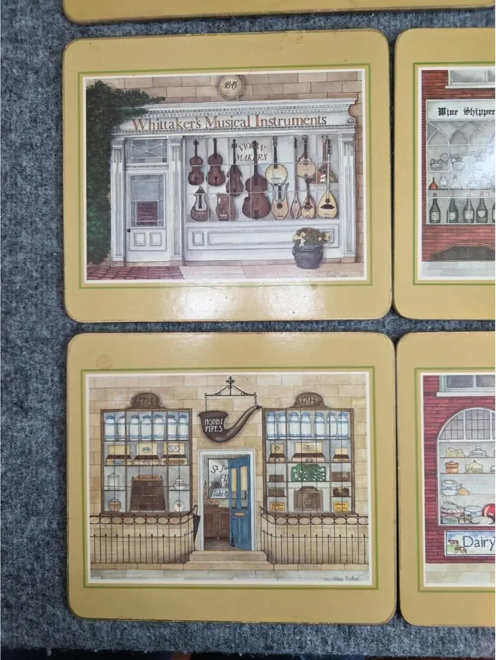 Clover Leaf Cork-backed table Mats (8) Storefronts Of Yesteryear By Fiona Butler